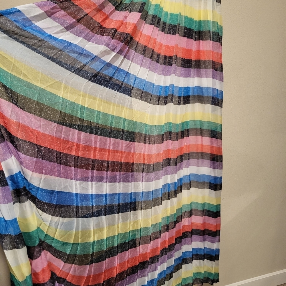 NWT New York & Company Pleated Multi Color Sleveless Maxi Dress Size Medium - Picture 8 of 9
